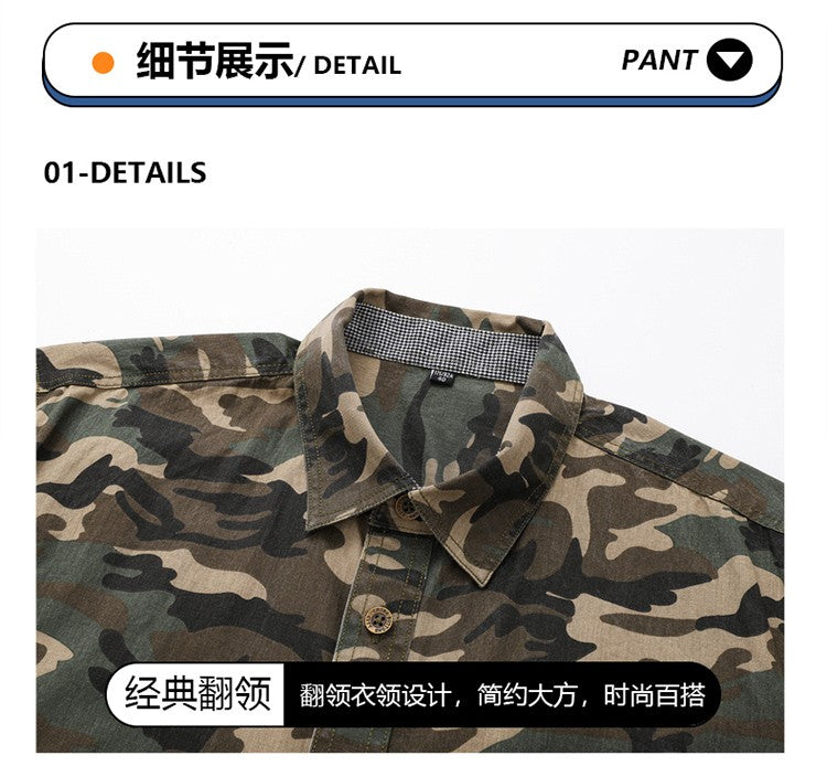 New Camouflage Cargo Shirt Men Cotton Multi-Pocket Camo Shirts High Quality Militar Overshirt Men Army Green Shirts Casual