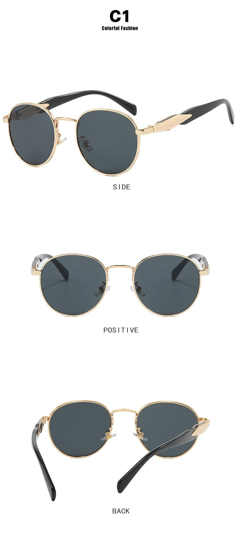 New European And American Circular Sunglasses For Women's Street Photography Metal Sunglasses Trendy Sun Glasses