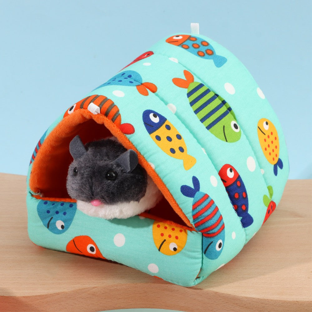 Inverno Bonito Desenho Animado Coelho Esquilo Mini Gaiola Ninho de Porquinho-da-Índia Pequenos Animais Ratos de Estimação Cama Casa de Hamster Quente Macia