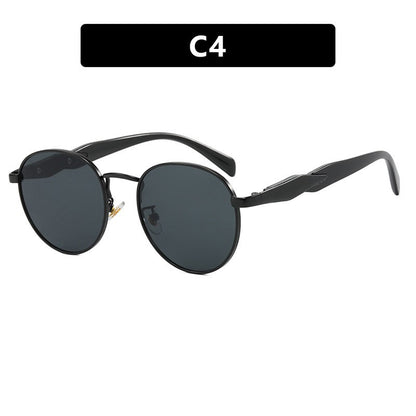 New European And American Circular Sunglasses For Women's Street Photography Metal Sunglasses Trendy Sun Glasses