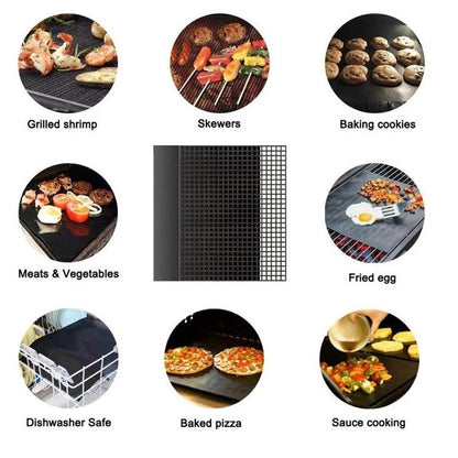 1-10pcs Non Stick BBQ Grill Mat 40*33cm Baking Mat BBQ Tools Cooking Grilling Sheet Heat Resistance Easily Cleaned Kitchen