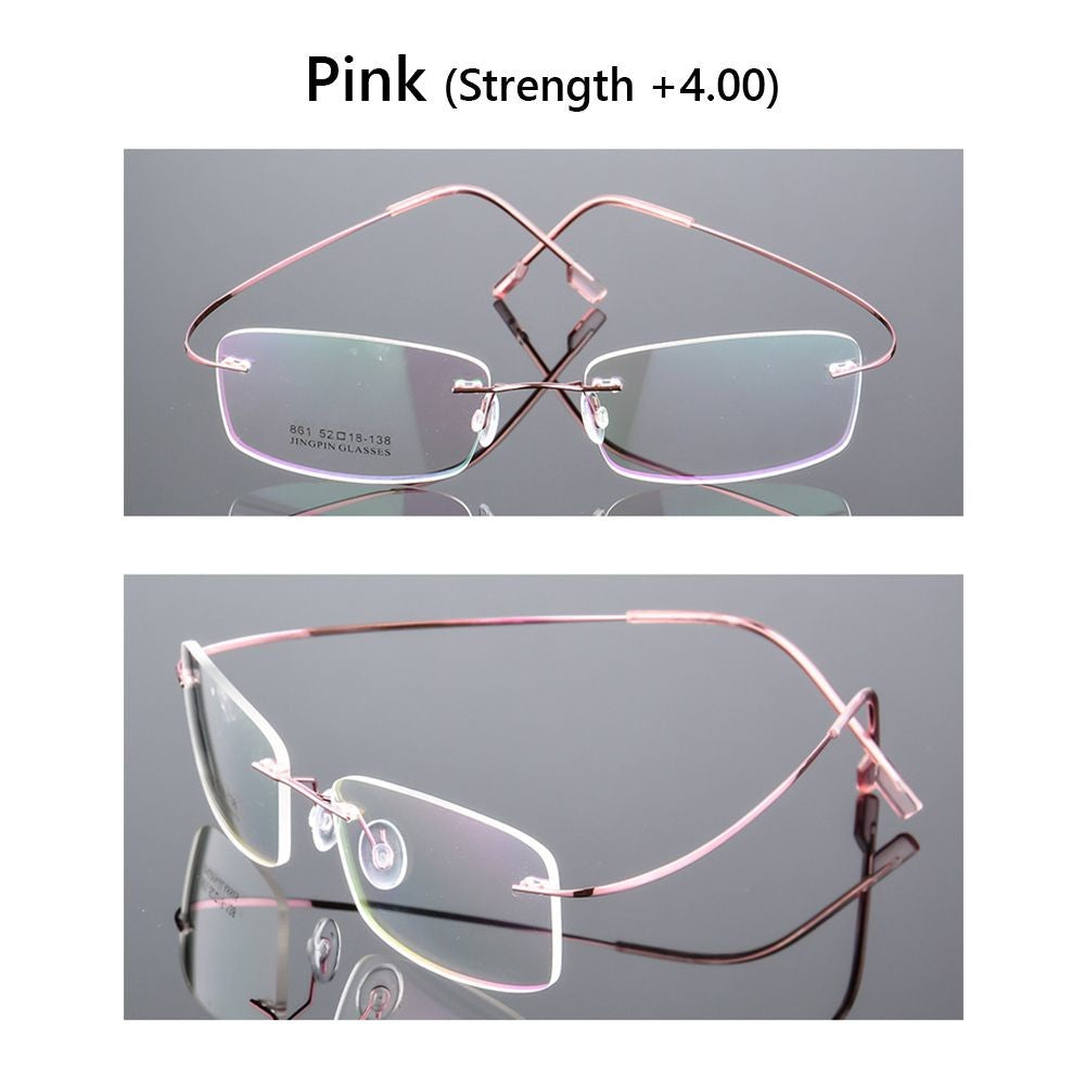 Ultralight TR90 Memory Titanium Rimless Reading Glasses Men&Women Presbyopic Eyeglasses +1.0 +1.5 +2.0 to+3.5 +4.0
