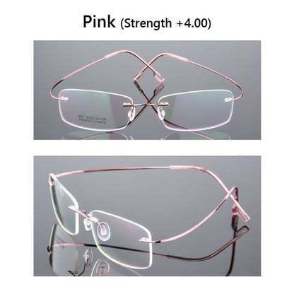 Ultralight TR90 Memory Titanium Rimless Reading Glasses Men&Women Presbyopic Eyeglasses +1.0 +1.5 +2.0 to+3.5 +4.0
