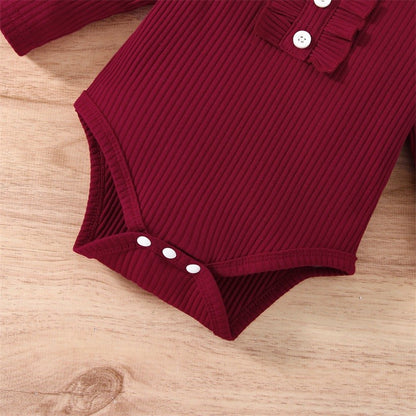 Infant Toddler Baby Girl Fall Winter Outfits Long Sleeve Romper Knitted Bodysuit with Plaid Skirt 2Pcs Christmas Outfits