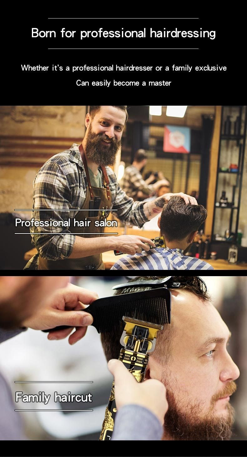 Electric Hair Clipper Professional Men's Hair Clipper LCD Display T-Blade Trimmer Zero Gap Cordless Rechargeable Men's Trimmer G