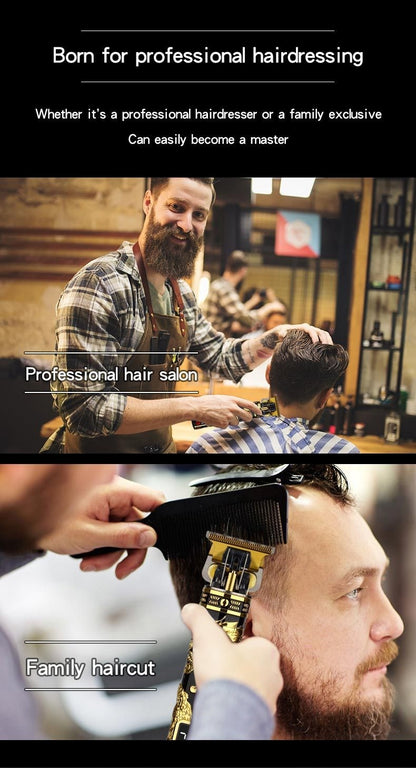 Electric Hair Clipper Professional Men's Hair Clipper LCD Display T-Blade Trimmer Zero Gap Cordless Rechargeable Men's Trimmer G