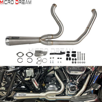 2 into 1 Motorcycle Engine System Pipe Slip on Exhaust Mufflers For Harley Street Glide ST FLHXST EFI FLHX Special FLHXS 2017-25