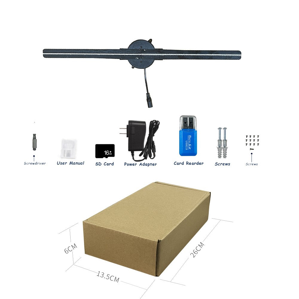 42CM/52CM/56CM/65CM 3D Holographic LED Fan Display for Advertising/Shop/Wedding High Brightness Custom Logo DIY Projector