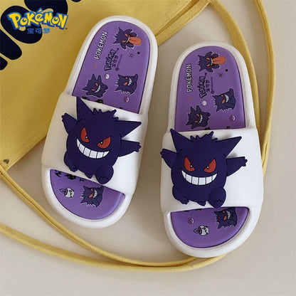 Kawaii Pokemon Anime Peripherals Gengar Cartoon Outdoor Sandals Summer Home Shoes Flip Flops Birthday Gift