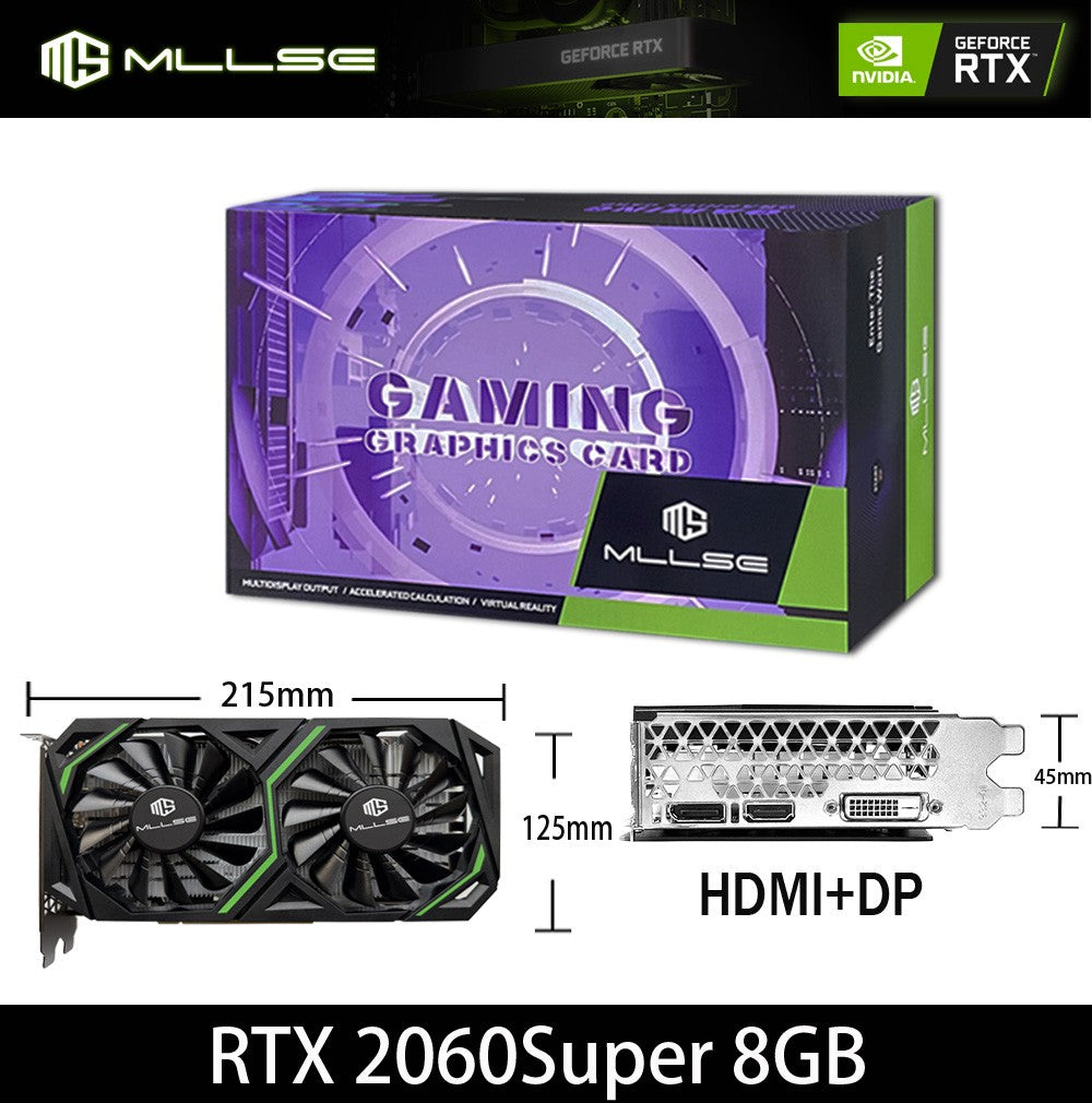 MLLSE RTX 2060 Super 8GB Placa De Vídeo Gaming Graphics Card GDDR6 256Bit 8Pin PCI Express 3.0x16 rtx 2060 super 8gb PC gamer