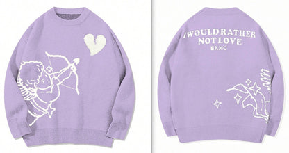 Men's Knitted Sweater Angel Love Heart Design Faionable Urban Sle Winter Season Long Sve round Ne Pullover New Arrival