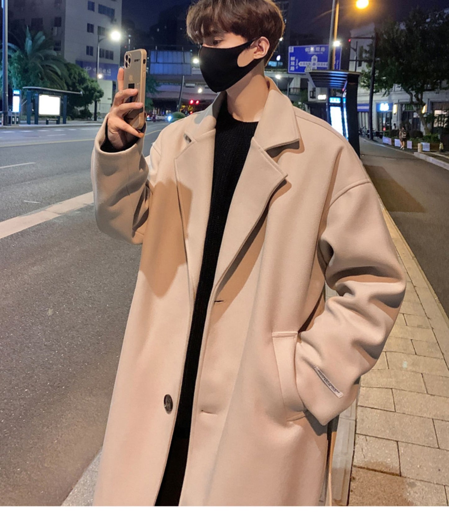 Men Fashion Winter Jacket Coats 2024 Thicken Wool Blends Coat Mens Oversized Overcoat Male Streetwear Warm Long Coat Q38