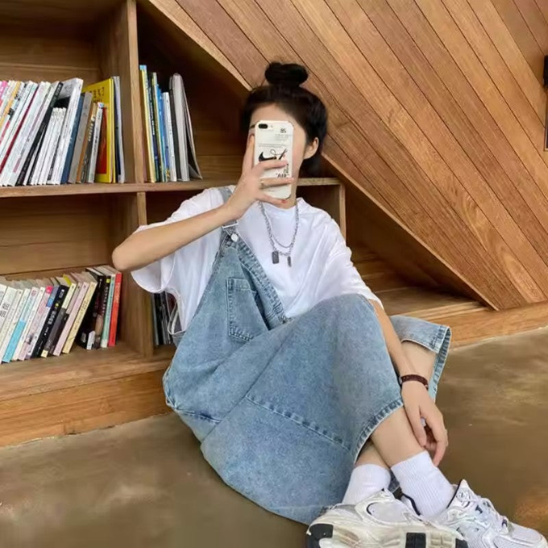 Spring Summer Denim Overall Dress Women Sleeveless Jeans Dresses Fashion Female Solid Slip Casual Loose Spaghetti Strap Dresses