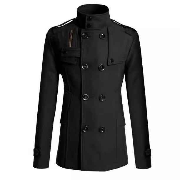 Men's Wool Blend Overcoat, Mid-Length Trench Coat Man, Autumn And Winter Mans Slim Fit Overcoat