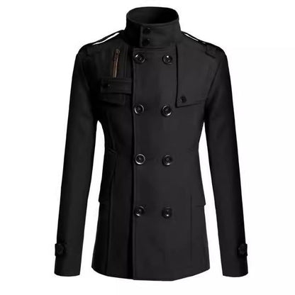 Men's Wool Blend Overcoat, Mid-Length Trench Coat Man, Autumn And Winter Mans Slim Fit Overcoat