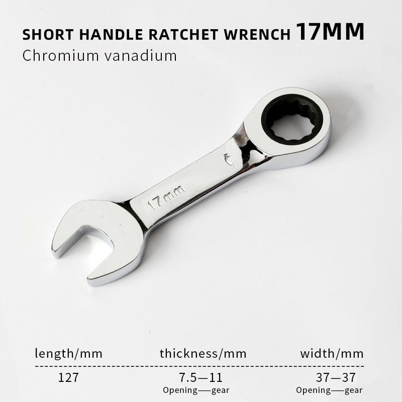 1 Chave de Catraca Curta - Alcance de 6-19mm, Chaves de Soquete de Catraca de Cabo Curto de 72 Dentes para Reparo Automotivo e de Porcas