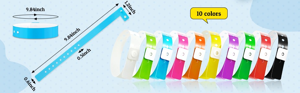 1000 Pcs Neon Wristbands for Events Multicolor Vinyl Wristband Plastic Arm Band Identification Wristband with Snap for Party