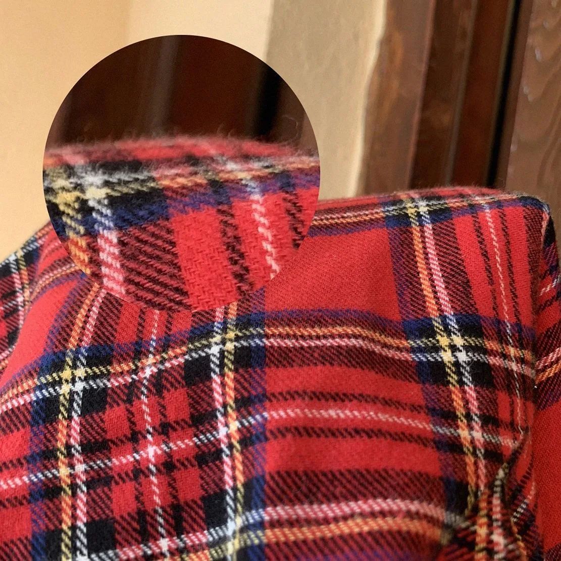 Scottish Red Plaid Shirt Luxury Hong Kong Style Vintage Loose Fit Women's Button up Shirt Polo Collar Full Sleeve Slim Fit