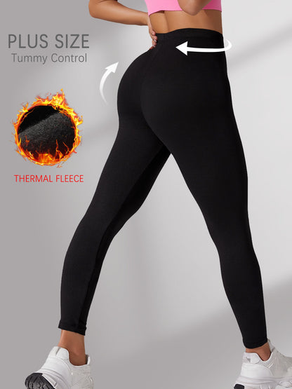 Plus Size Super Soft Fleece Lined Leggings Women, Workout Yoga Running Thermal Warm Pants For cold winter Running