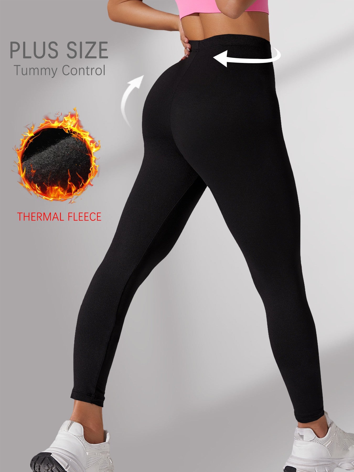 Plus Size Super Soft Fleece Lined Leggings Women, Workout Yoga Running Thermal Warm Pants For cold winter Running