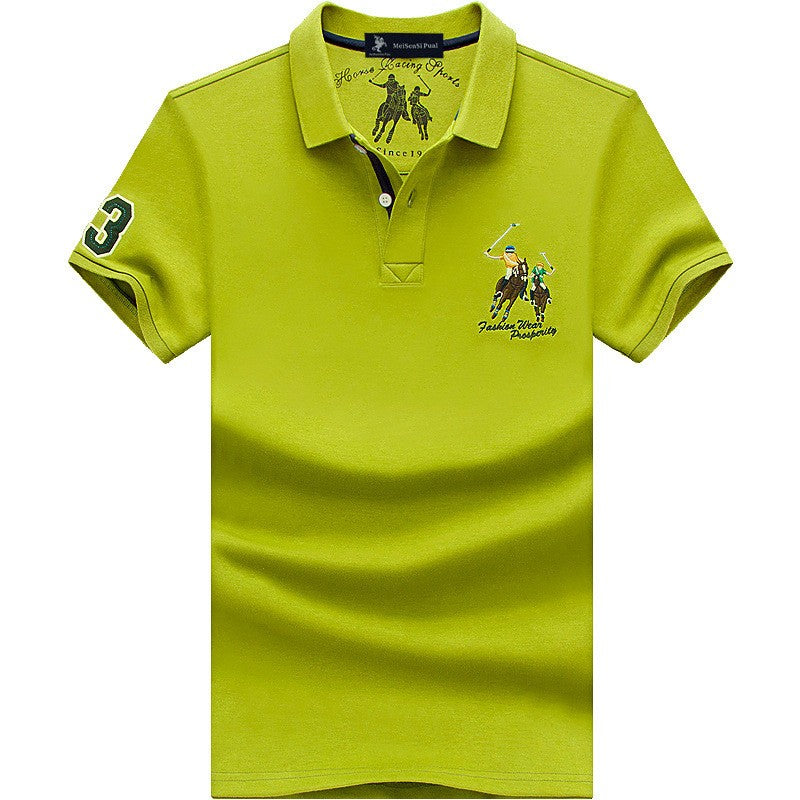 Summer Polo Shirt Men Cotton Casual Embroidery Polo T Shirt Solid Short Sleeve Lapel Button Shirt Business Fashion Designer Male