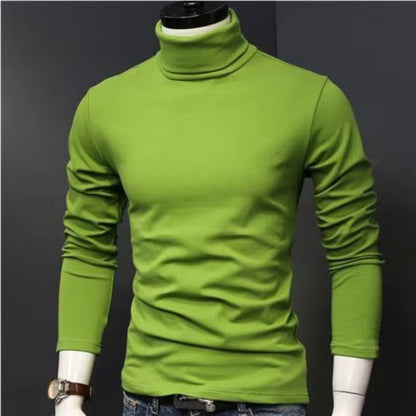 Men Thin Warm Tops Men's Autumn Long-sleeved Thermal Underwer Male High Collar Fashion T-shirt