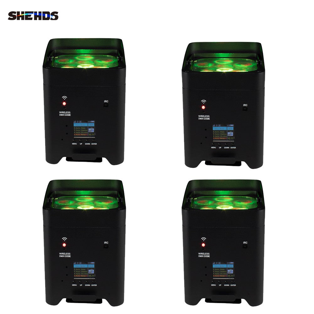 SHEHDS 4Pcs/6pcs/8pcs Wireless Remote Control Wifi APP Smart LED Par 6x18W 6in1 RGBAW+UV Battery lamp For DJ Disco