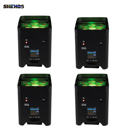 SHEHDS 4Pcs/6pcs/8pcs Wireless Remote Control Wifi APP Smart LED Par 6x18W 6in1 RGBAW+UV Battery lamp For DJ Disco