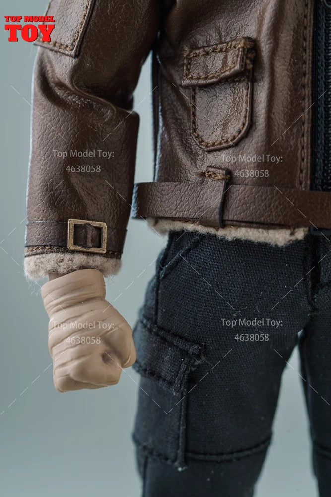 Jaqueta de Couro Marrom em Escala 1/12 Acessório de Roupa Modelo para Bonecos Articulados de 6'' Romankey Ant Notaman Masculino Soldados