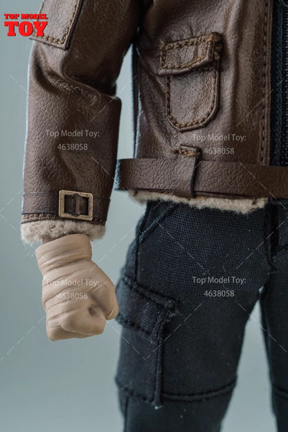 Jaqueta de Couro Marrom em Escala 1/12 Acessório de Roupa Modelo para Bonecos Articulados de 6'' Romankey Ant Notaman Masculino Soldados