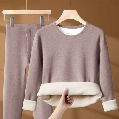 Winter Thermal Underwear Set For Men And Women Thick Velvet Lining Suitable For Wearing Cold Warm Underwear's Top And Bottoms