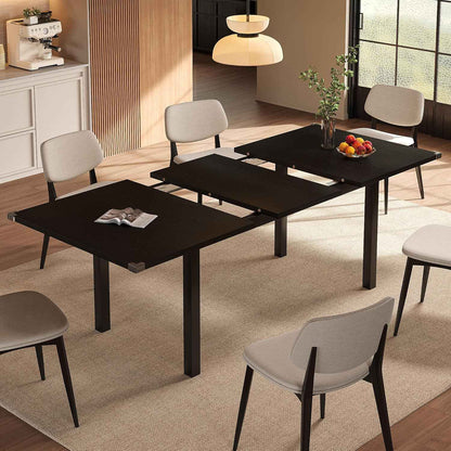 Extendable Dining Table for 4-6, 63" Modern Kitchen Table, Farmhouse Dining Room Tables for Dining, Kitchen, Office, Living Room