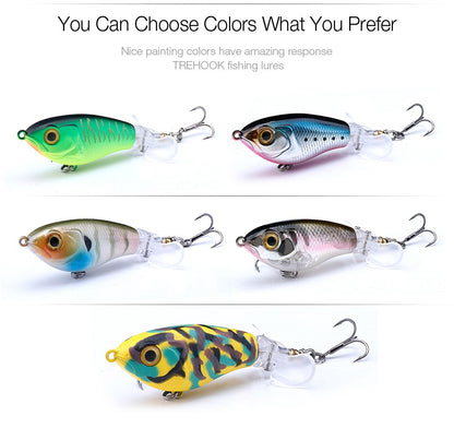 Iscas de Pesca TREHOOK 9g/16g de Superfície Whopper Popper Cauda de Hélice Dupla Giratória Isca Artificial Flutuante