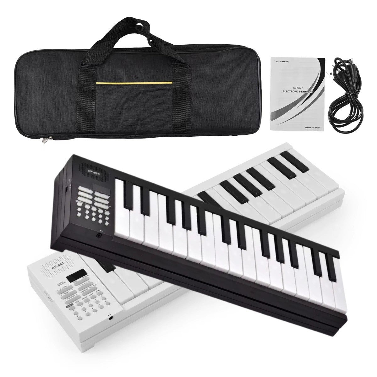 Teclado eletrônico dobrável de 61 teclas Piano portátil com display LED/Bateria embutida/Instrumento musical de teclado eletrônico
