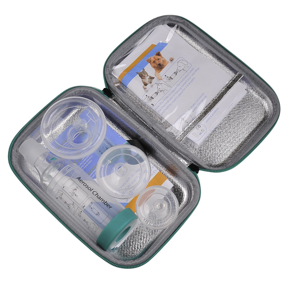 Espaçador de Câmara de Nebulizador Veterinário para Pets - Ferramenta Inaladora com 2 Máscaras Faciais de Silicone para Cães e Gatos