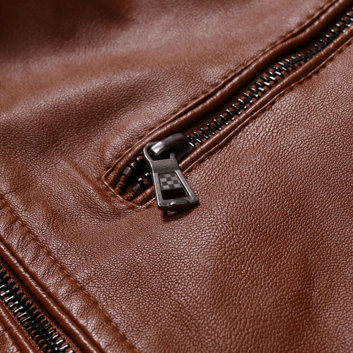 Men's leather jacket 2025 new spring and autumn thin style stand collar striped PU leather jacket motorcycle leather jacket