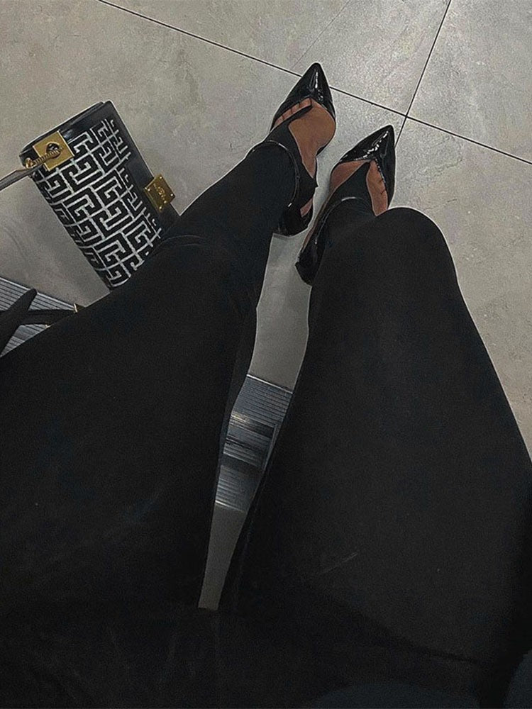Korean Fashion Winter Black High Waisted Skinny Y2K Women Pants Sexy Glitter Cas