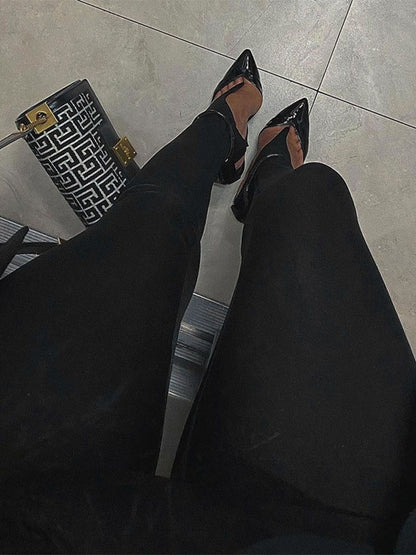 Korean Fashion Winter Black High Waisted Skinny Y2K Women Pants Sexy Glitter Cas