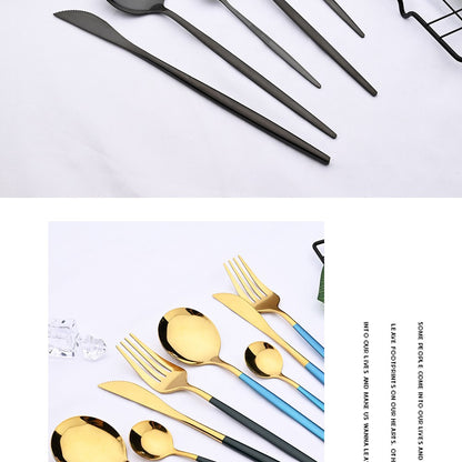 6Set/30Pcs Pink Silver Dinnerware Set Stainless Steel Knife Ckae Fork Spoon Cutlery Set Tableware Silverware Set Dropshipping