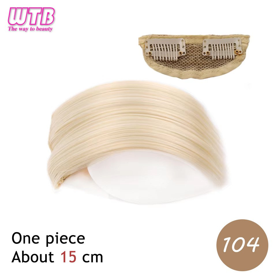 Almofadas de cabelo sintéticas invisíveis sem costura, clipe de uma peça com 2 clipes, aumentam o volume do cabelo, extensões de cabelo, aplique de cobertura superior lateral