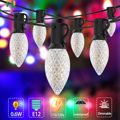 C7 Multicolor Garland Led String Lights 110V 220V E12 0.6W Waterproof Plastics Anti-Drop Festoon New Year's Brithday Light Chain