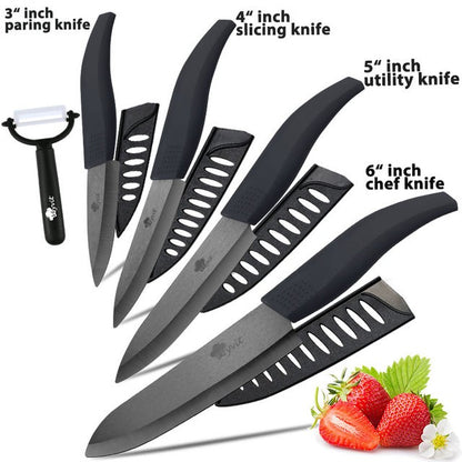 Ceramic Knives Set for Kitchen 3 4 5 6inch Chef Knife Anti-slip Handle Rustproof Blade Fruit Vegetable Slicer Paring Cook Cutter