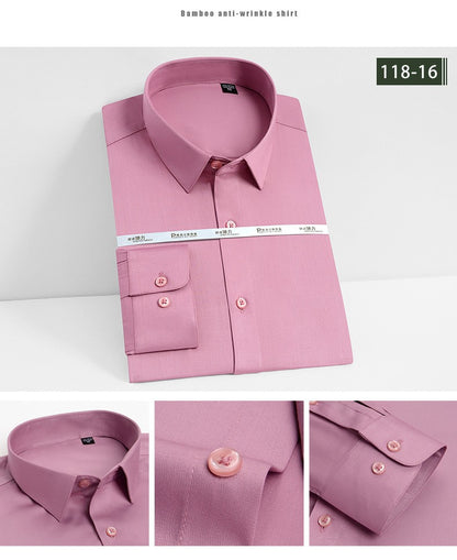 Men's white shirt long sleeved wedding business non ironing formal wear professional workwear casual wrinkle resistant shirt