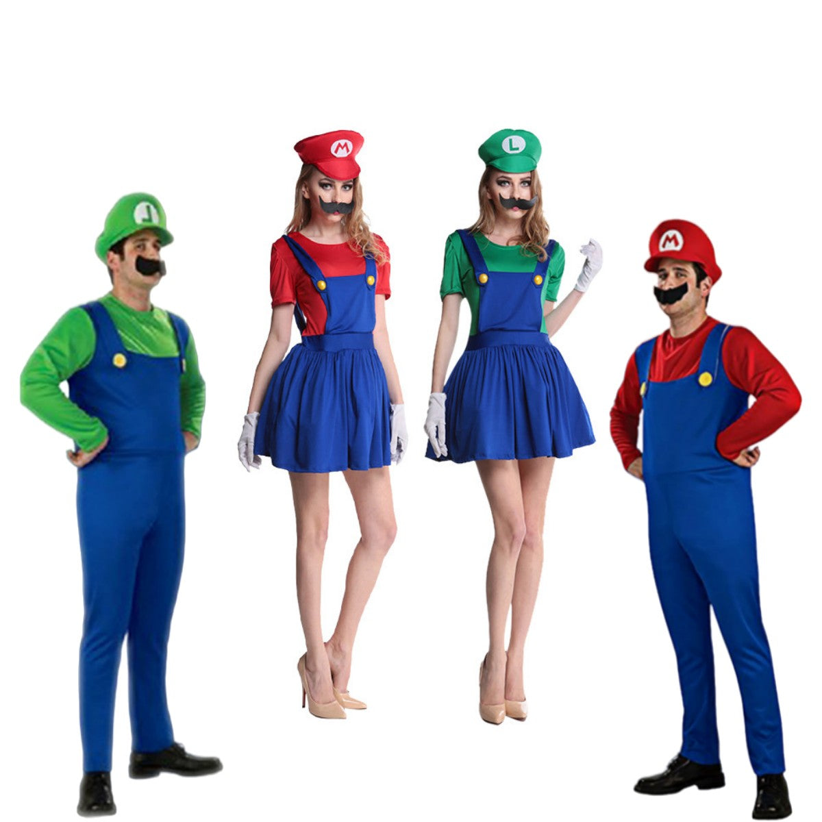 Disguised men's Luigi luxury adult clothing super brother clothing role-playing fancy dress set men's and women's hats and beard