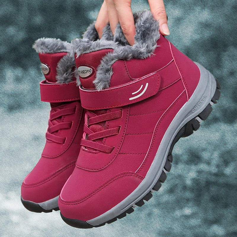 Botas de Neve Masculinas Casuais de Inverno Plataforma Antiderrapante Botas de Tornozelo Quentes de Pelo Coturno de Pelúcia para Combate Caminhada ao Ar Livre Motocicleta