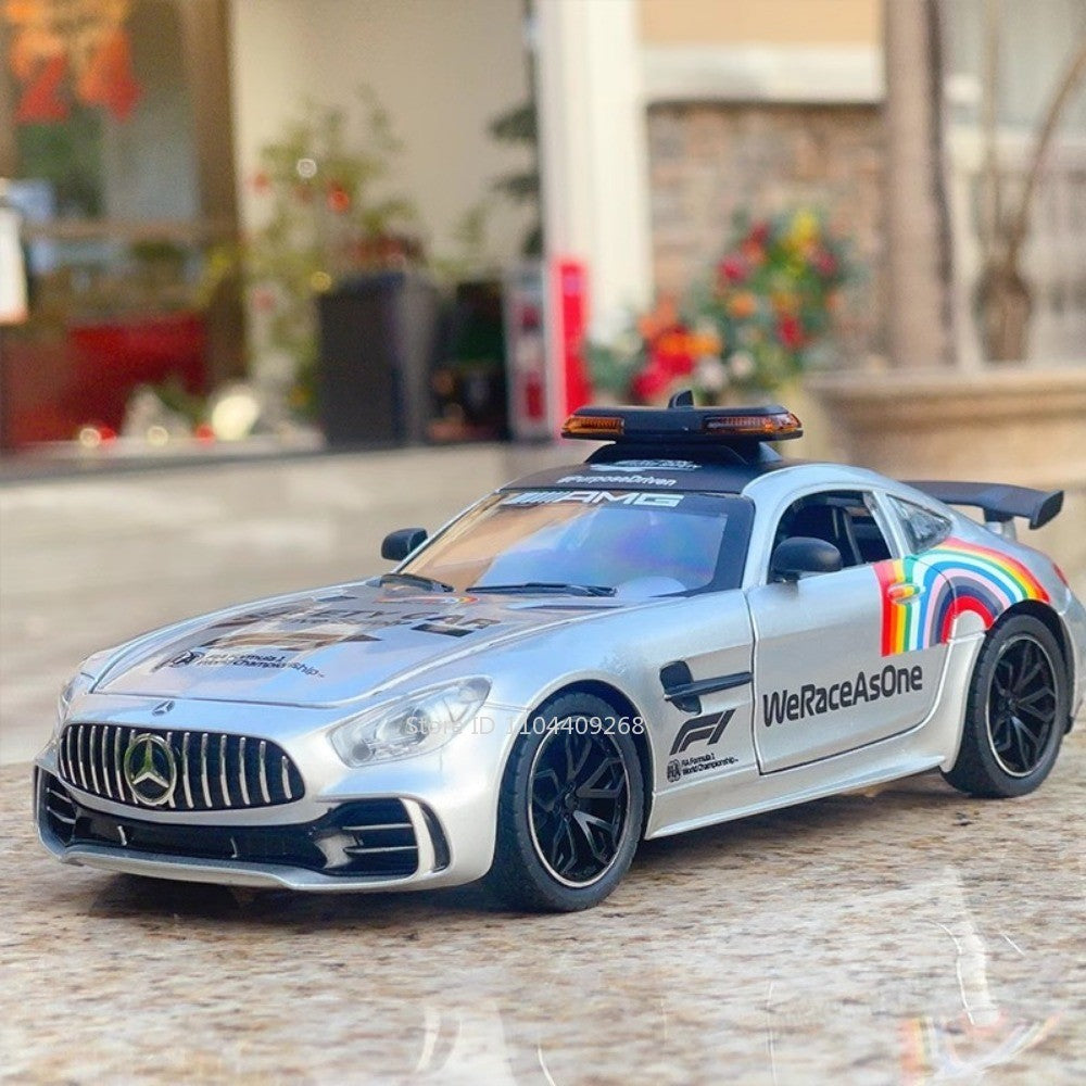 1:24 GTR F1 Segurança 300SL Carro Esportivo Modelo Brinquedo Liga Fundido Som Luz Amortecedor Modelos de Veículos em Miniatura Coleção Presente