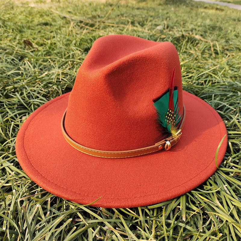 Chapéu Fedora Novo de Camurça 2023 Masculino e Feminino Outono Chapéu Panamá Jazz Estilo Britânico Elegante Retrô Fedora Chapéu de Aba Larga