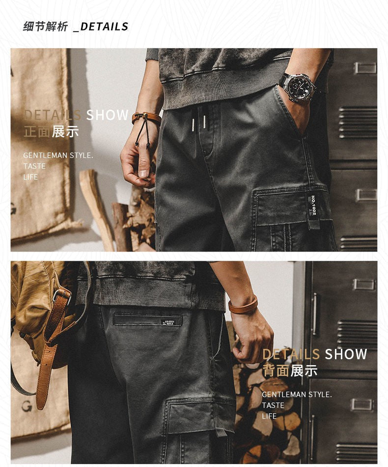 Calça Cargo Masculina ARENS Techwear Preta Calça Cargo Masculina Vintage Japonesa Streetwear Hip Hop Bolsos Estilo Safari Casual Solta