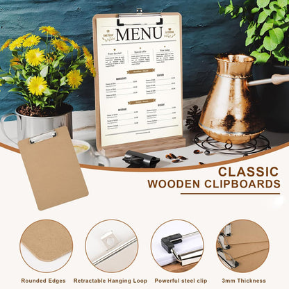 2 Pack Hardboard Office Clipboard, Letter-Size Clipboard with Low Profile Clip, Classic Clip, 9" x 12.5" Wood Clipboards
