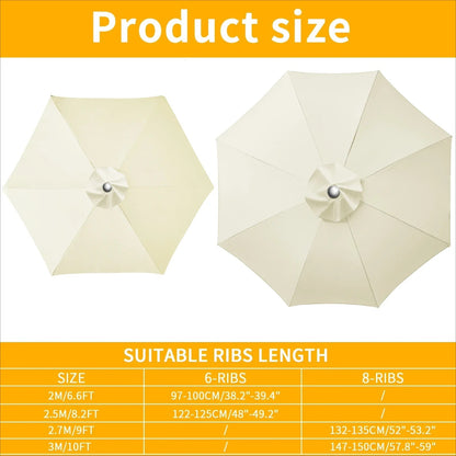 Parasol Replaceable Parasol Top Cloth Garden Patio Canopy Umbrella Cover Waterproof Sunshade 2/2.5/2.7/3m For 6 Ribs/8 Ribs